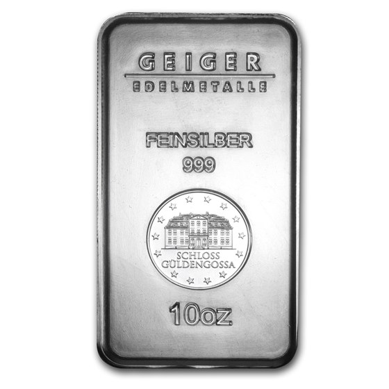 10 oz Silver Bar - Geiger (Security Line Series) 10 oz Silver Bar - Geiger (Security Line Series)